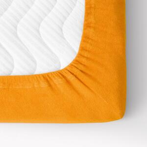 Goldea cearceafuri de pat din terry cu elastic - portocaliu 140 x 200 cm