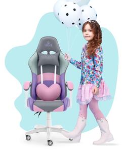 Scaun gaming pentru copii Rainbow violet-gri