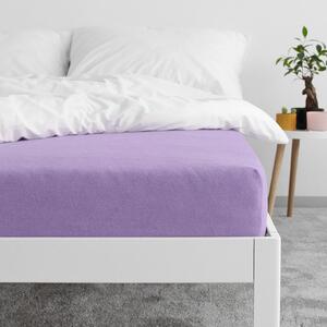 Goldea cearceafuri de pat din terry cu elastic - violet 140 x 200 cm