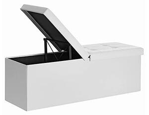 Bancheta de depozitare, Songmics, 120 L, LSF75WT, Alb, 300 Kg, 110 x 38 x 38 cm