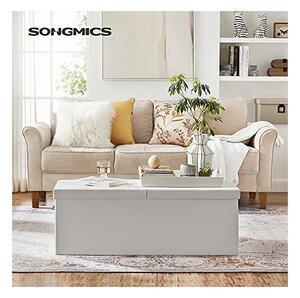 Bancheta de depozitare, Songmics, 120 L, LSF75WT, Alb, 300 Kg, 110 x 38 x 38 cm