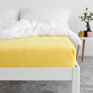 Goldea cearceafuri de pat din terry cu elastic - galben deschis 90 x 200 cm