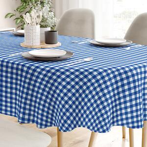 Goldea față de masă decorativă menorca - carouri albastre și albe - ovală 120 x 160 cm