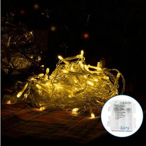 Instalație LED de Crăciun de exterior Aigostar 200xLED/8 funcții 3xAA 6x1,5m IP44 alb cald