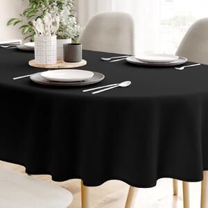 Goldea față de masă decorativă loneta - negru - ovală 120 x 160 cm
