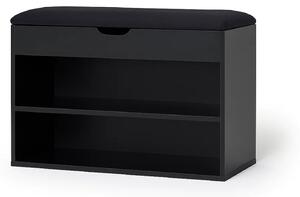 Dulap pentru pantofi cu loc de șezut LEVA, 60 x 30 x 47 cm, negru