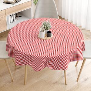 Goldea față de masă 100% bumbac - carouri roșii și albe - rotundă Ø 110 cm