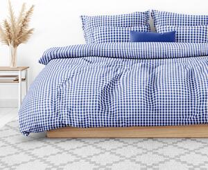 Goldea lenjerie de pat din 100% bumbac - carouri albastre și albe 140 x 220 și 70 x 90 cm