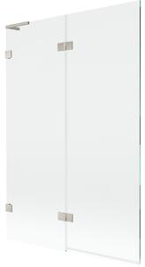 Mexen Lunar L, paravan de cadă cu 2 aripi, stânga, 120 x 150 cm, sticlă transparentă, oțel periat, 897L-120-100-97-00-L