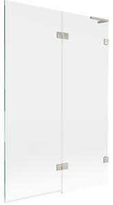 Mexen Lunar L, paravan de cadă cu 2 aripi, dreapta, 120 x 150 cm, sticlă transparentă, oțel periat, 897L-120-100-97-00-P