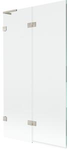 Mexen Lunar L, paravan de cadă cu 2 aripi, stânga, 100 x 150 cm, sticlă transparentă, oțel periat, 897L-100-100-97-00-L
