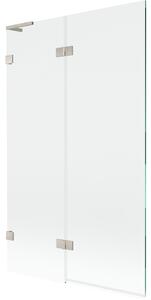 Mexen Lunar L, paravan de cadă cu 2 aripi, stânga, 110 x 150 cm, sticlă transparentă, oțel periat, 897L-110-100-97-00-L