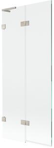 Mexen Lunar L, paravan de cadă cu 2 aripi, stânga, 80 x 150 cm, sticlă transparentă, oțel periat, 897L-080-100-97-00-L