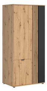 Dulap Orlnolu 102Stejar artizan, Negru, 20x9x6cm, Uși dulapUși dulap: Cu balamale