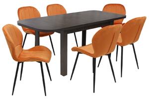 Set masă extensibilă Roma Wenge cu 6 Scaune Topaz Portocaliu