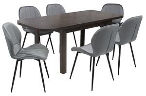 Set masă extensibilă Roma Wenge cu 6 Scaune Topaz Gri