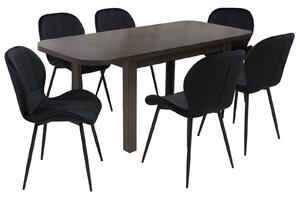 Set masă extensibilă Roma Wenge cu 6 Scaune Topaz Negru