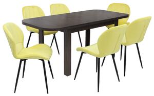 Set masă extensibilă Roma Wenge cu 6 Scaune Topaz Galben