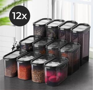 Set 12 recipiente alimentare , UnicUtil, Stylish Lightweight, Antracit