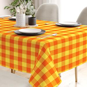 Goldea față de masă din 100% bumbac kanafas - carouri mari galben-portocaliu 120 x 120 cm