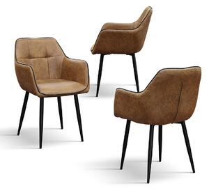 SET 2 Scaune Industry tip fotoliu, piele ecologica, structura metalica - MARO CAMEL - STANDARD
