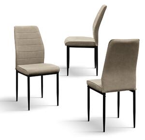 SET 4 Scaune Grig, tesatura, structura metalica - BEJ - STANDARD