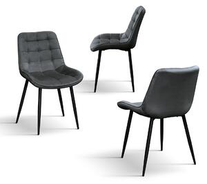 SET 4 Scaune Ernest catifea, structura metalica - GRI - STANDARD - 4 BUCATI