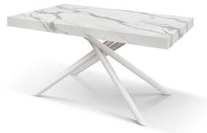 Masa extensibila Menego, blat ALB MARMORAT - 160 cm / 90 cm / h 77 - ALB