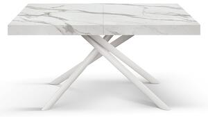 Masa extensibila Menego, blat ALB MARMORAT - 140 cm / 90 / h 77 - ALB