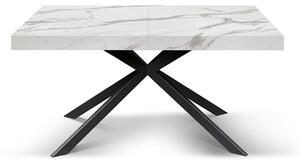 Masa extensibila SPIDER, blat ALB MARMORAT - 140 cm / 90 / h 77 - NEGRU