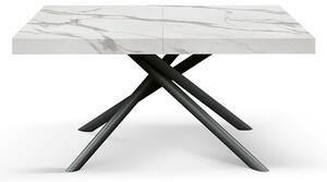 Masa extensibila Menego, blat ALB MARMORAT - 140 cm / 90 / h 77 - NEGRU