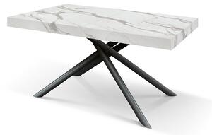 Masa extensibila Menego, blat ALB MARMORAT - 160 cm / 90 cm / h 77 - NEGRU