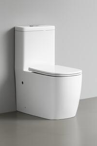 Set vas wc cu capac slim, montare pe podea, rimless, evacuare laterala, alb 68 x 37 x 80 cm T2075