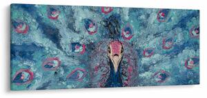 Tablou cu păun pictat (120x50 cm)