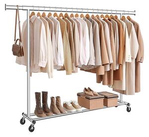 Umeraș pentru haine DOLLY pe roți, max. 150 kg, 45x160-200x161,5cm, argintiu SongmicsHome
