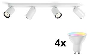 Philips - Spot LED RGBW, reglabil, 4x GU10 / 4,8 W / 230 V / 3000 K, alb + telecomandă