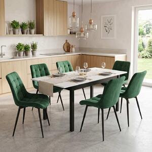 Set masă extensibilă Mara Alb 170x75 cm cu 6 scaune Onix Verde