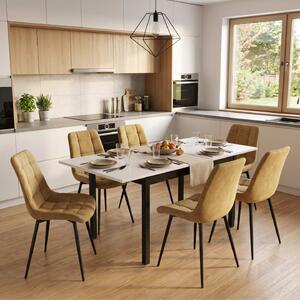 Set masă extensibilă Mara Alb 170x75 cm cu 6 scaune Onix Bej