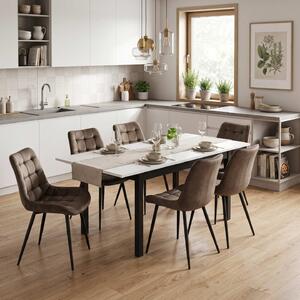 Set masă extensibilă Mara Alb 170x75 cm cu 6 scaune Onix Maro