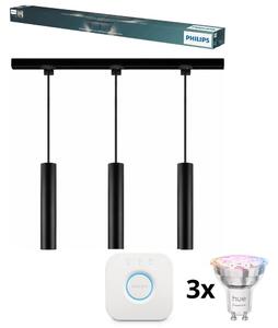 Lustră LED Philips, reglabilă, suspendată pe cablu pentru sistem de șină EASYLINK HUE 3xGU10/4,7W/230V+Hue bridge