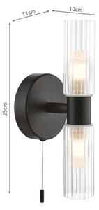 Där Lighting BOL0922 - Aplica de perete pentru baie BOLTON 2xG9/5W/230V IP44 neagră