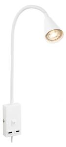 Briloner 2175-016 - Aplică de perete flexibilă cu port USB 1xGU10/10W/230V albă