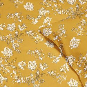 Goldea lenjerie de pat flanel - crini pe culoare muștar 140 x 200 și 70 x 90 cm