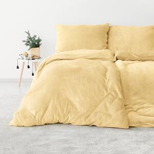 Goldea lenjerie de pat din micropluș - galben crem 140 x 200 și 70 x 90 cm