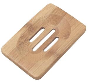 Suport sapuniera, 3 orificii scurgere, bambus, 12 x 8cm, maro