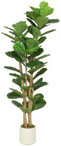 HOMCOM Plantă Artificială Ficus Lyrata 150 cm - Verde | Aosom Romania