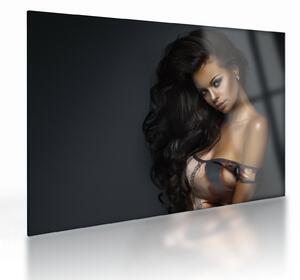Tablou pe sticlă - Portretul unei femei seducătoare (70x50 cm)