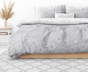 Goldea lenjerie de pat din bumbac - mandale mari gri pe alb 140 x 200 și 70 x 90 cm