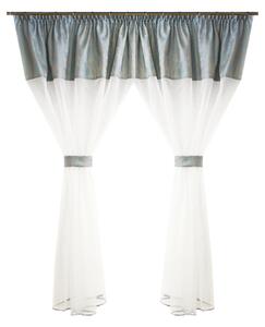 Perdea Velaria bamboo ivoire si tafta turcoaz, 270x160 cm