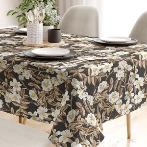 Goldea față de masă decorativă loneta - flori pe negru 40 x 40 cm